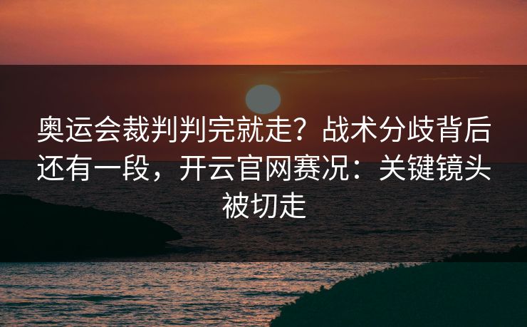 奥运会裁判判完就走？战术分歧背后还有一段，开云官网赛况：关键镜头被切走