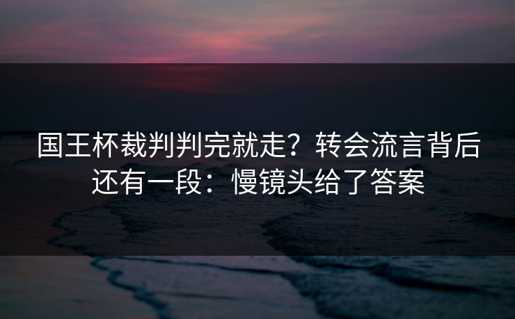 国王杯裁判判完就走？转会流言背后还有一段：慢镜头给了答案