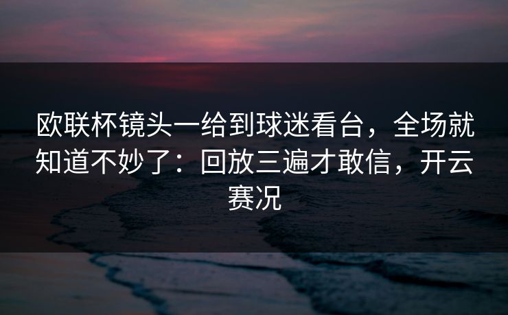欧联杯镜头一给到球迷看台，全场就知道不妙了：回放三遍才敢信，开云赛况