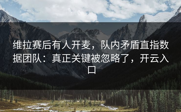 维拉赛后有人开麦，队内矛盾直指数据团队：真正关键被忽略了，开云入口